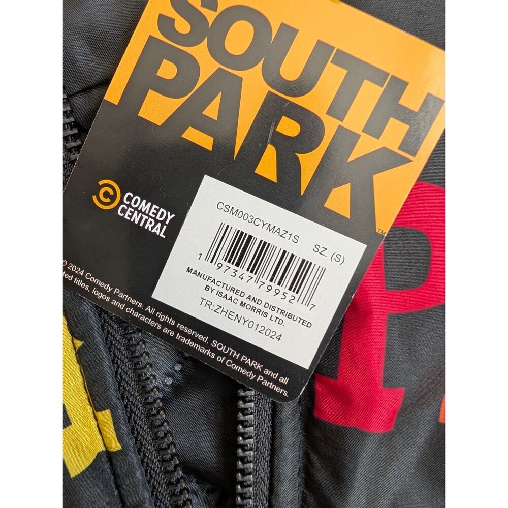 South Park Varsity Bomber Jacket Mens Small Black Graphic Print Lightweight NWT - Picture 4 of 4